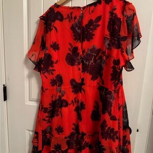 Floral Red and Black Dress